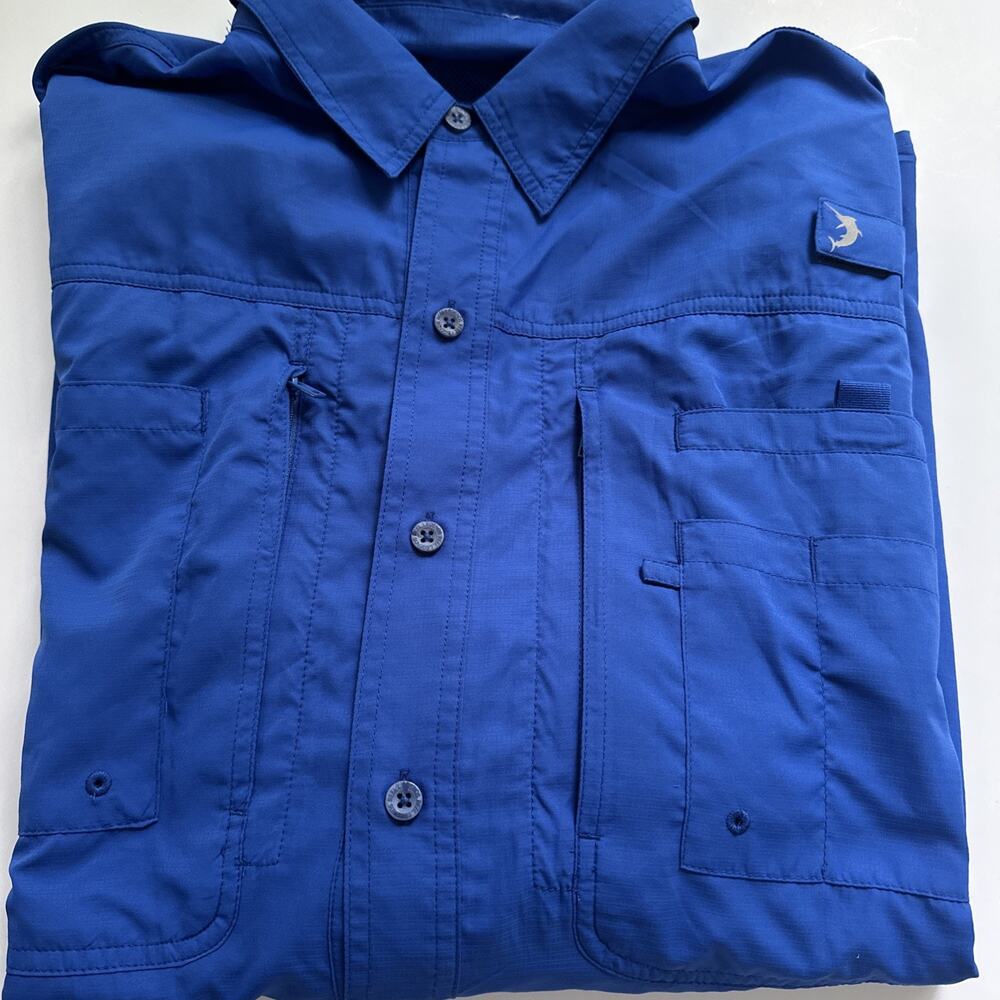 Reel Legends Performance Vented SS Fishing Shirt Mens Size XL Blue Lightweight